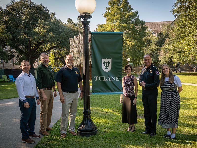 Tulane SoPA Emergency Security Studies staff pose with fire marshals