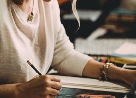 A girl working on a piece of art